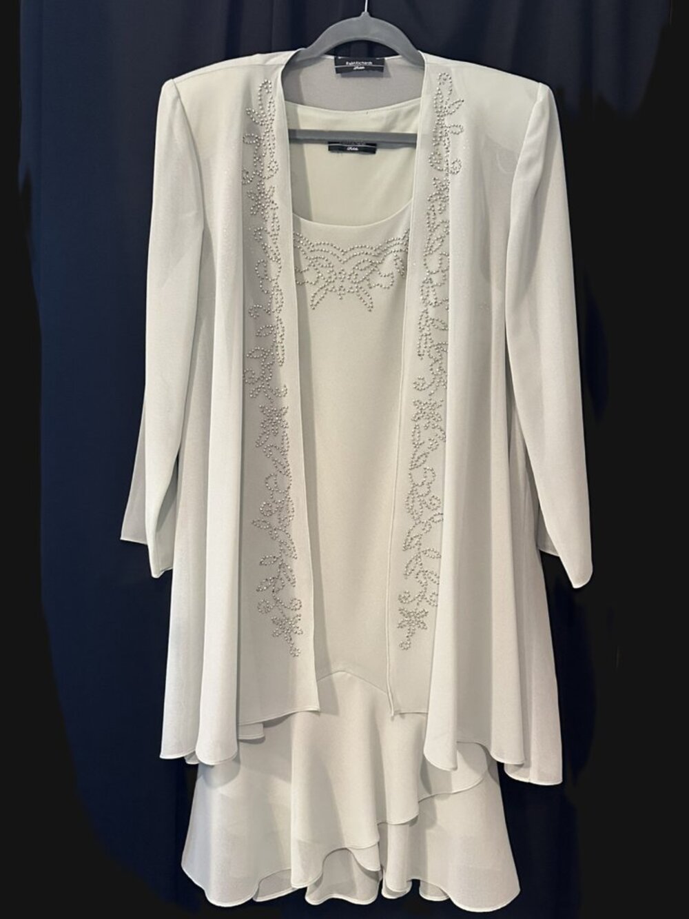 R&M Richards Petite 2-Piece Beaded Dress and Jacket Set size 12P